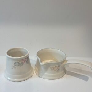 Pfaltzgraff Remembrance Creamer and Sugar Bowl Set Vintage Floral Stoneware USA